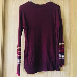 Maroon Sweater w/ striped Sleeve